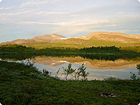 lappland, see, berge, schweden, skandinavien